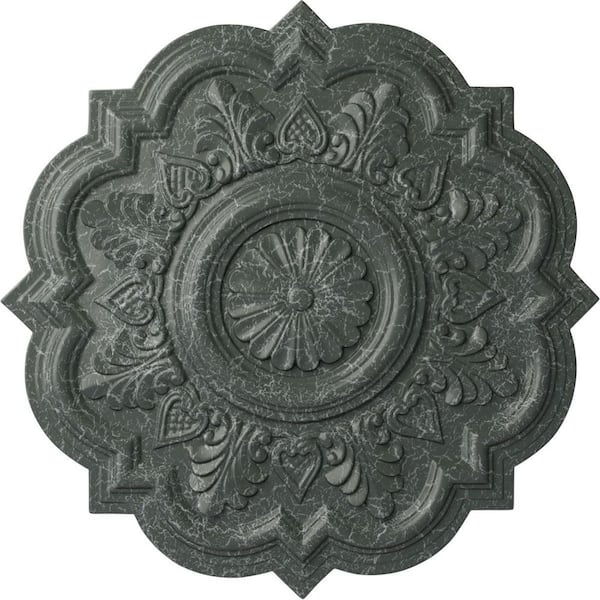 Ekena Millwork 20-1/4" x 1-1/2" Deria Urethane Ceiling Medallion (Fits Canopies upto 6"), Athenian Green Crackle