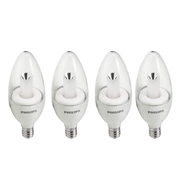 Philips 25-Watt Equivalent B11 LED Blunt Tip Decorative Candelabra Base Soft White (4-Pack)