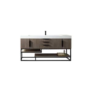 Columbia 72.5 in. W x 19 in. D x 36 in. H Bathroom Vanity in Ash Gray with Glossy White Mineral Composite Top