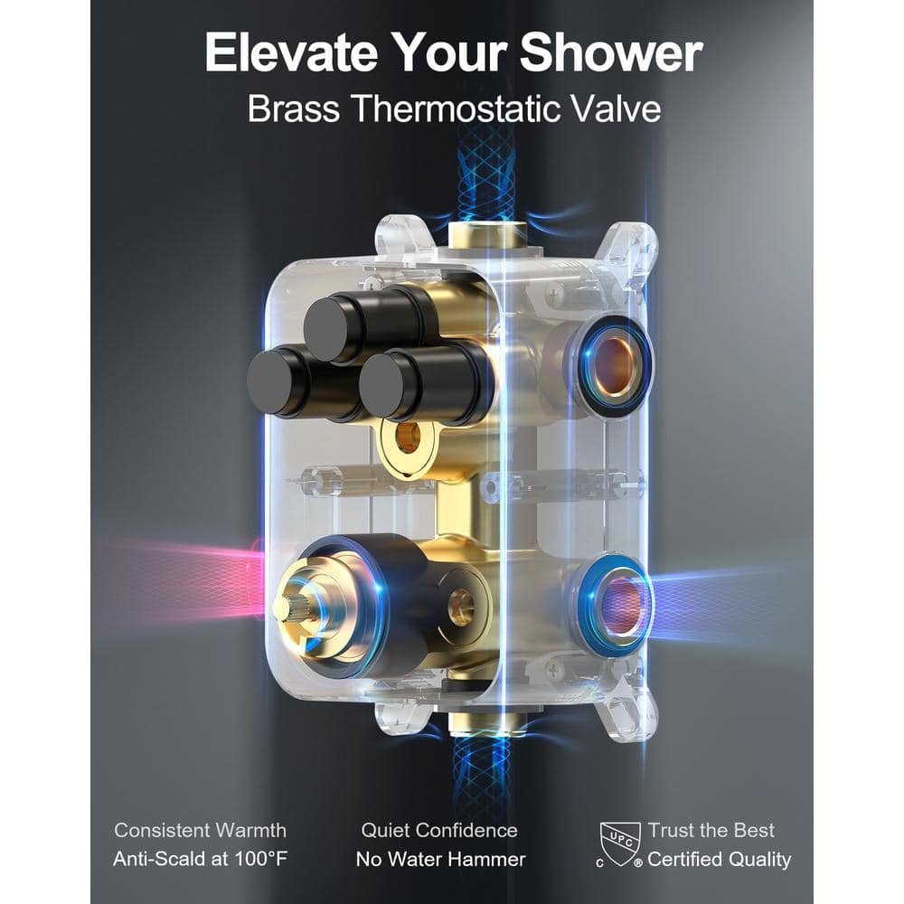 Matte Black Dual Mount Rainfall Shower System with Handheld Spray