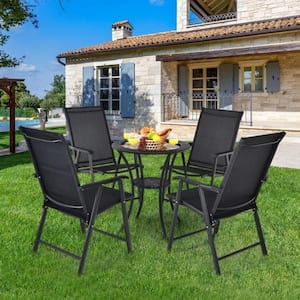 Patio Folding Chairs Portable for Outdoor Camping in Black, 4-Pack