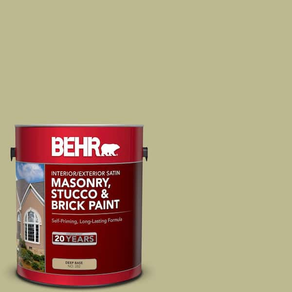 Behr 1 Gal S340 4 Back To Nature Satin Interior Exterior Masonry Stucco And Brick Paint 1 The Home Depot