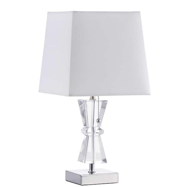 Dainolite 16.75 in. H 1-Light Polished Chrome Table Lamp with Laminated Fabric Shade