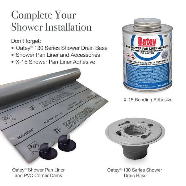 Oatey - Designline 4 in. x 4 in. Stainless Steel Square Shower Drain with Square Pattern Drain Cover in Matte Black