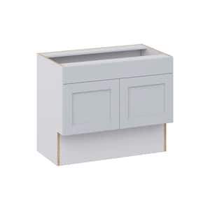 Cumberland Light Gray Shaker Assembled 36 in. W x 30 in. H x 21 in. D ADA Remove Front Vanity Sink Base Kitchen Cabinet
