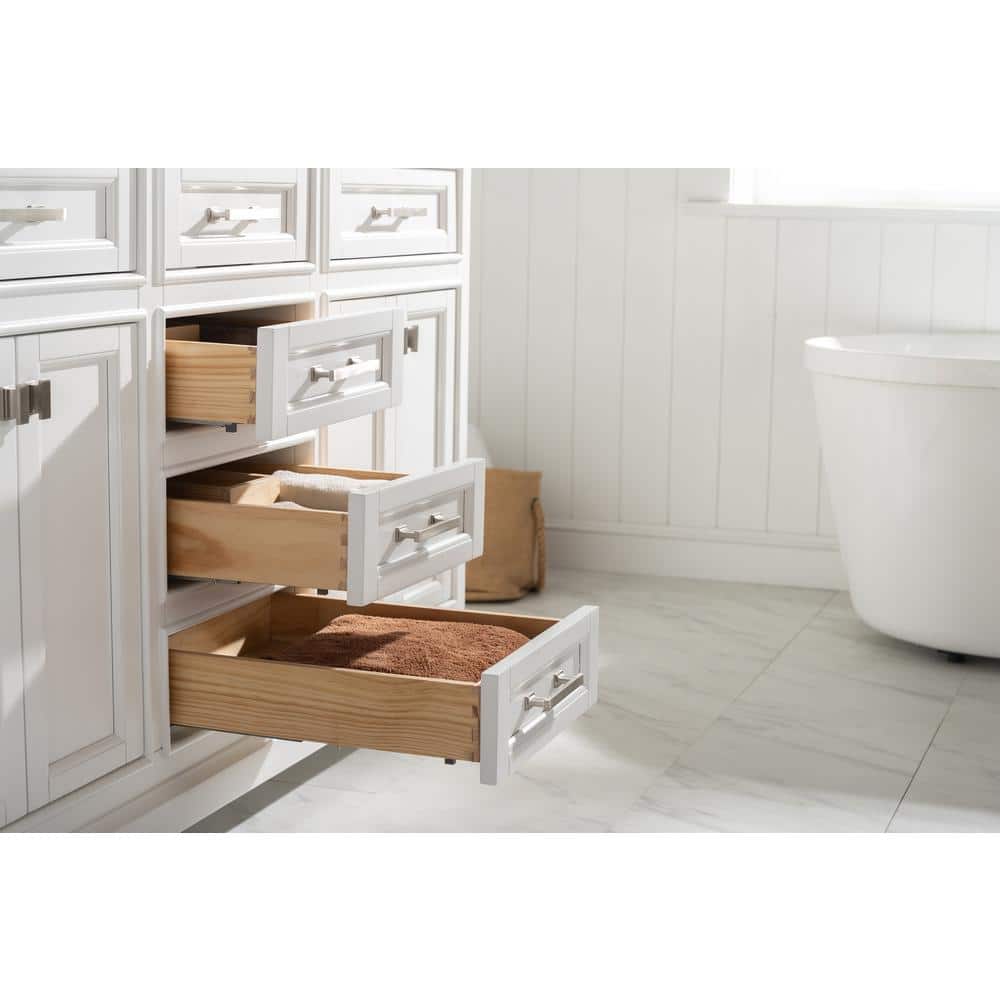 Milano 60" White Birch Single Vanity with Marble Top