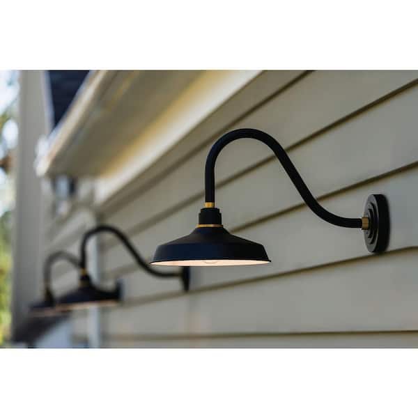 HINKLEY - Foundry Medium 1-Light Textured Black Gooseneck Outdoor Barn Light Sconce