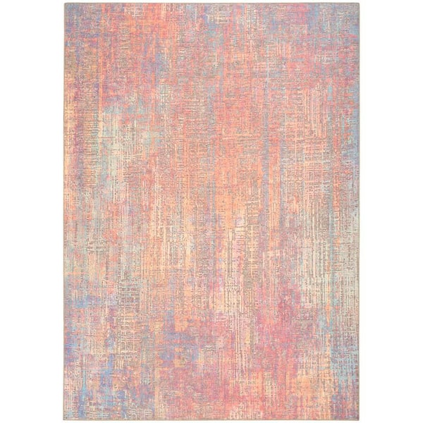 Botanical Washables Multicolor 5 ft. x 7 ft. Abstract Contemporary Area Rug