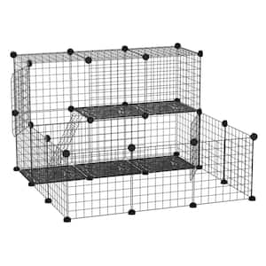 2-Tier Foldable Metal Small Animal Playpen Pet Fence with Reshaping Customizable Design - Large