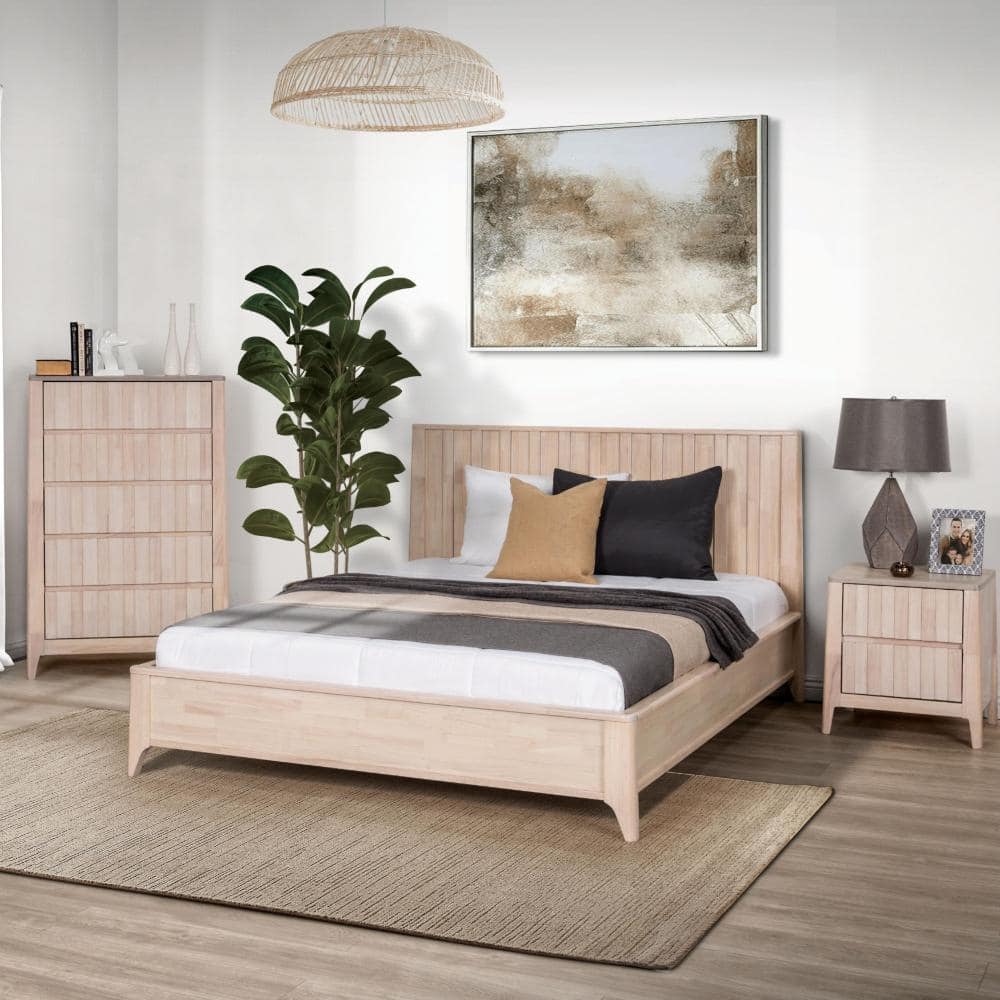 White Wash Solid Hardwood Frame Twin Platform Bed with Vertical Reeding Headboard price history on PriceWatchPro