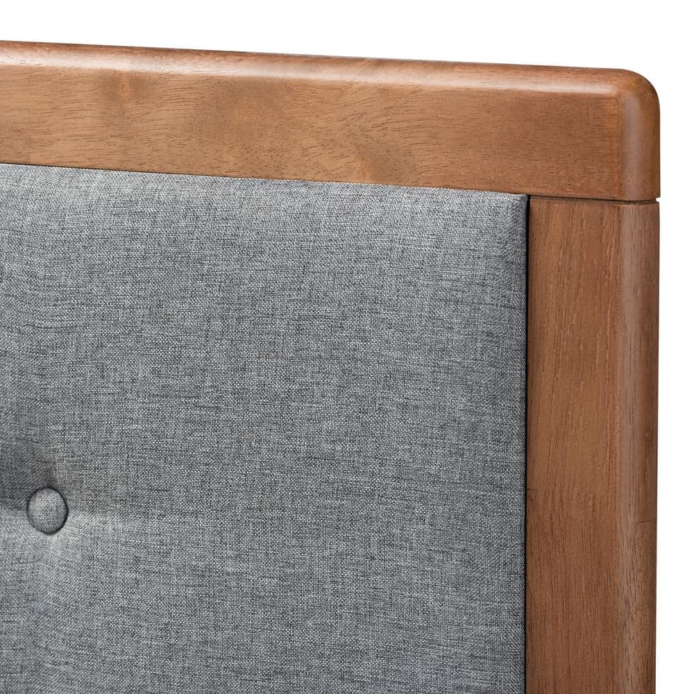 Walnut Brown Tufted Upholstered Queen Headboard