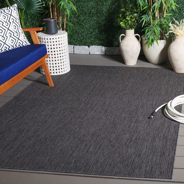 Beach House Black 5 ft. x 8 ft. Solid Marle Indoor/Outdoor Area Rug