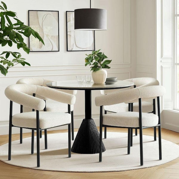 Boucle Upholstered Arm Dining Chair(Set of 4)