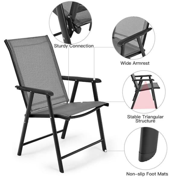 black metal folding patio chairs