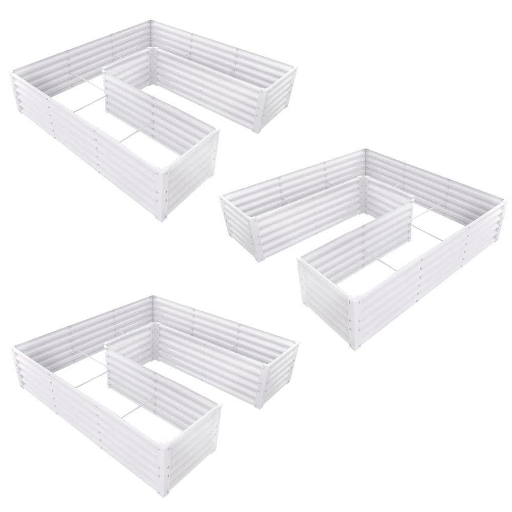 3-Pieces U-Shaped Galvanized Steel Garden Beds 6 x 6 x 1.5 ft. Planter Boxe