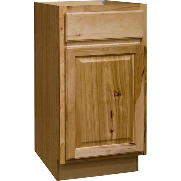 Hampton Bay Hampton 18 in. W x 24 in. D x 34.5 in. H Assembled Base Kitchen Cabinet in Natural Hickory with Ball-Bearing Glides