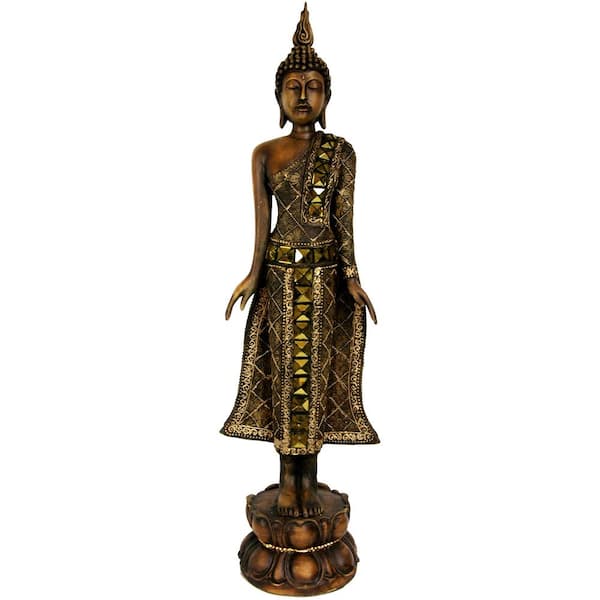 Oriental Furniture 22 in. Standing Thai Buddha Decorative Statue
