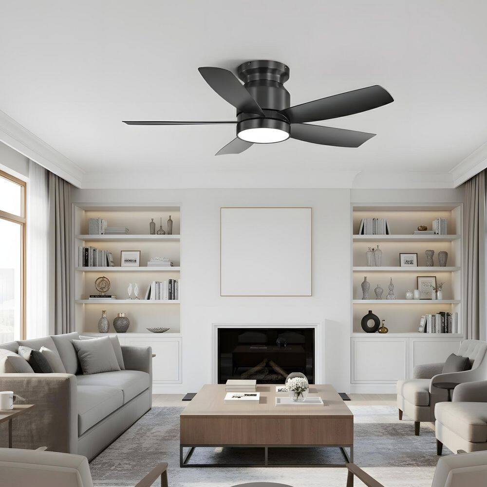 42 in. LED Indoor Black Low Profile Ceiling Fan with Light Kit, Remote Control price history on PriceWatchPro