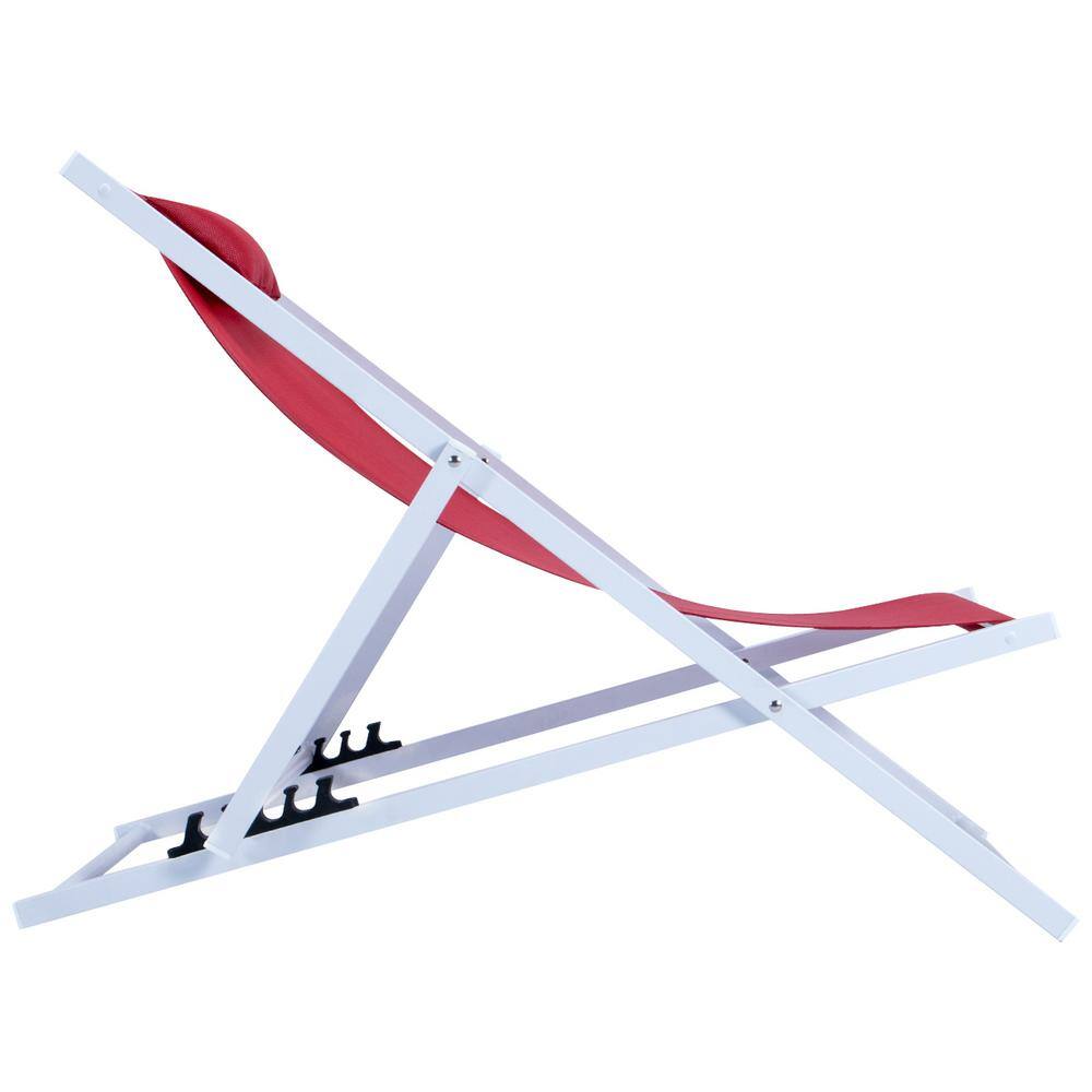 Sunset Red Sling Outdoor Lounge Chair with Removable Headrest