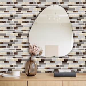 12 in. x 12 in. Vinyl Peel and Stick Backsplash Tile Self Adhesive Wall Tiles Sticker for Kitchen Brown Marble (10-Pack)