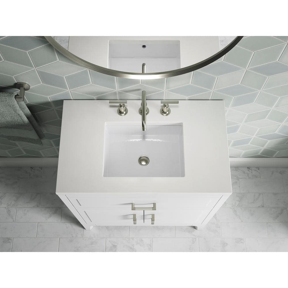 Seer 30" White MDF Freestanding Single Bathroom Vanity with Quartz Top