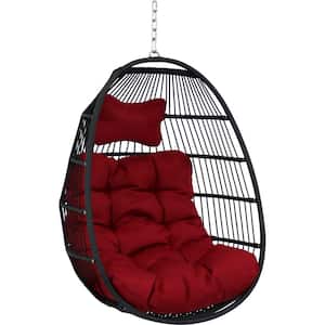 2.6 ft. Julia Hanging Cushioned Egg Chair Hammock in Red