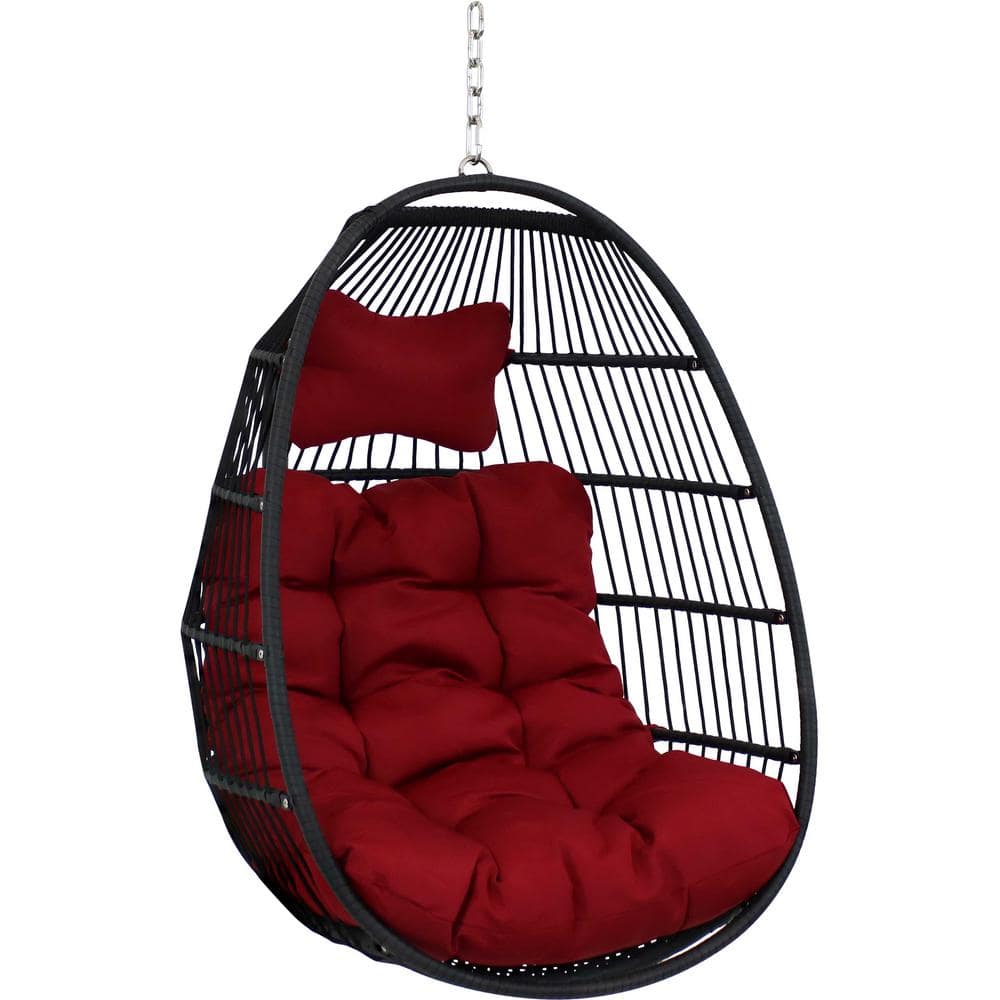 Sunnydaze 2.6 ft. Julia Hanging Cushioned Egg Chair Hammock in Red TF 486 The Home Depot