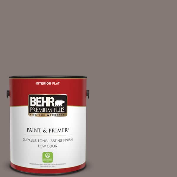 BEHR PREMIUM PLUS 1 gal. #N140-5 Complex Gray Flat Low Odor Interior Paint & Primer