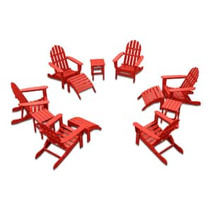 Icon Bright Red 12-Piece Plastic Adirondack Patio Conversation Seating Set