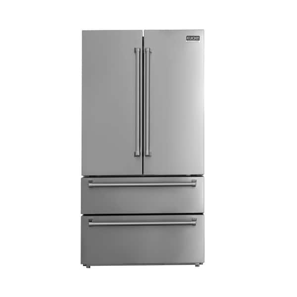 36 in. 22.5 cu. ft. Counter Depth Freestanding French Door Refrigerator in Stainless Steel with Ice Maker