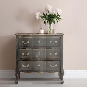 Distressed Black 3-Drawers 31.5 in. Dresser without Mirror