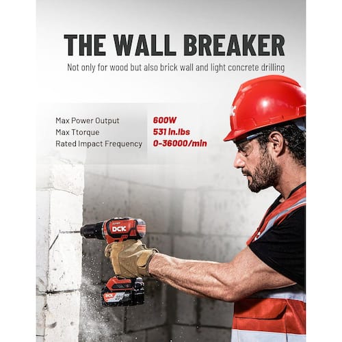 20V Brushless Hammer Drill Kit 531 Torque 36000 BPM 1/2 All