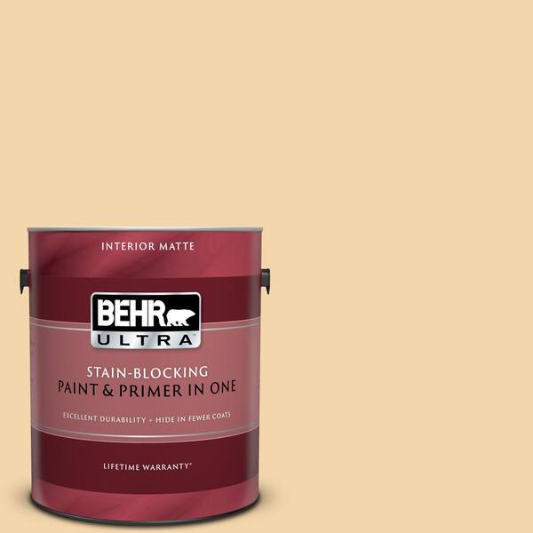 BEHR ULTRA 1 gal. #UL150-12 Pale Honey Matte Interior Paint and Primer in One