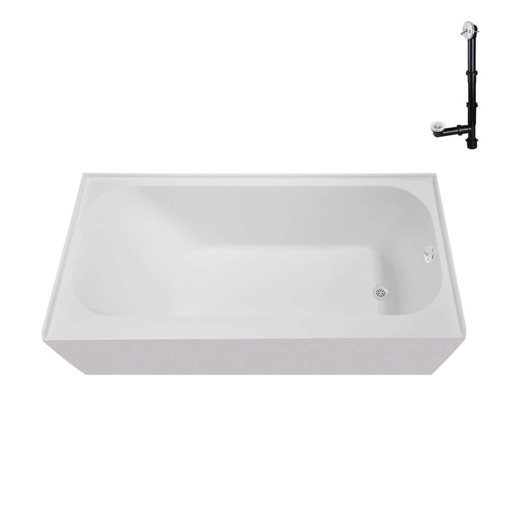 66" Glossy White Acrylic Right-Hand Drain Alcove Bathtub