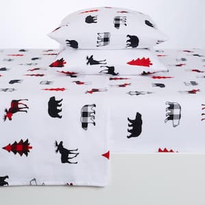 4-Piece Multi-Colored Printed Turkish Cotton California King Premium Winter Bed Sheet Set
