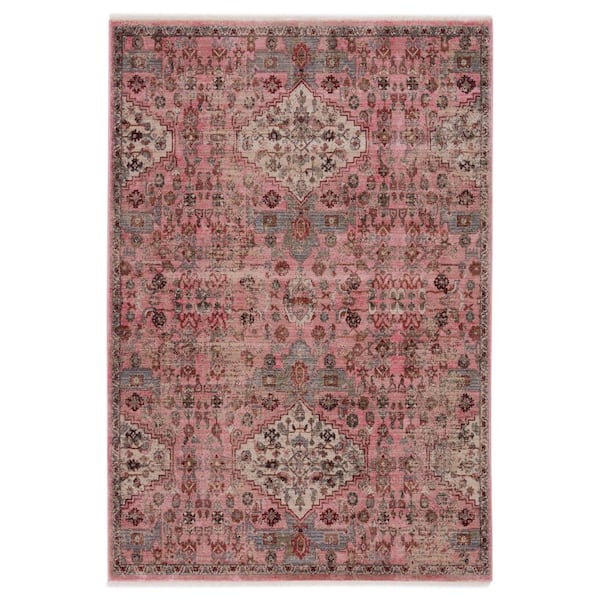 Kerta Pink/Beige 5 ft. x 8 ft. Medallion Area Rug