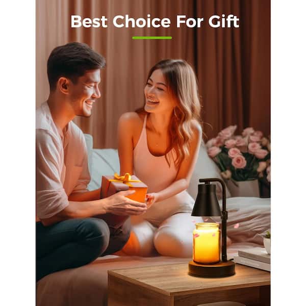 Black Candle Desk Lamp with Dimmable Rotary Switch and 2 GU10 Halogen Bulbs for Home Decor and Aromatherapy