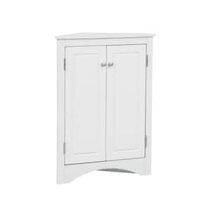 Triangle 17.2 in. W x 17.2 in. D x 31.5 in. H White Linen Cabinet with Adjustable Shelves