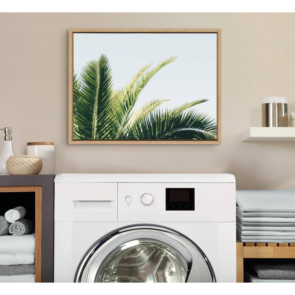 Tropical Palm Under Blue Sky Framed Canvas Print, 18x24, Natural
