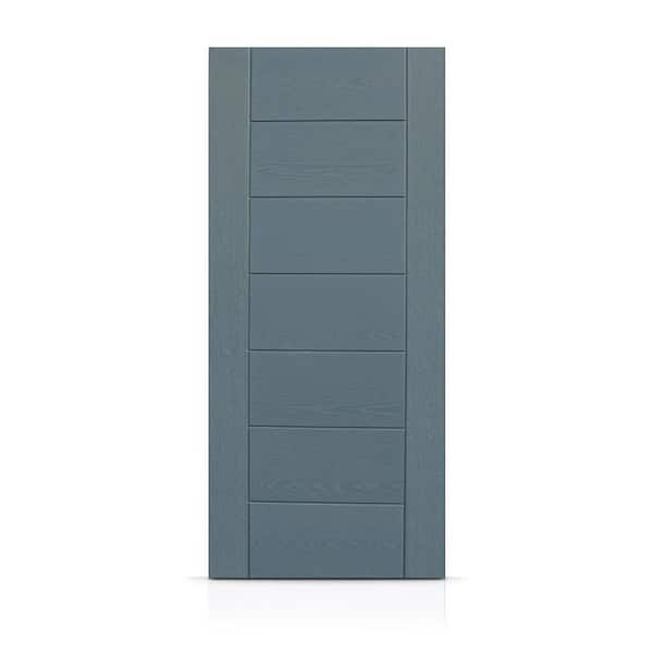 36 in. x 80 in. Reversible Frosted Exterior Gray with Designer Decorative Fiberglass Front Door Slab Without Glass