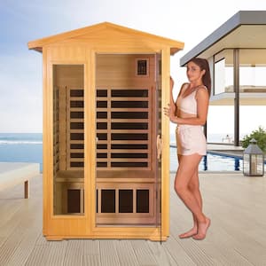 Moray 1-2 Person Outdoor Basswood Infrared Sauna with 8 Far-infrared Carbon Crystal Heaters and Chromotherapy