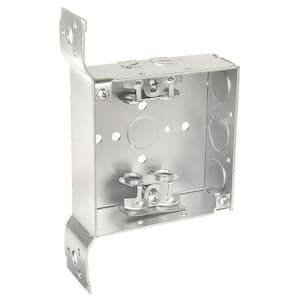 4 in. W x 1-1/2 in. D Steel Metallic Square Box with Three 1/2 in. KO's, 1 CKO, MC/BX Clamps and F Bracket