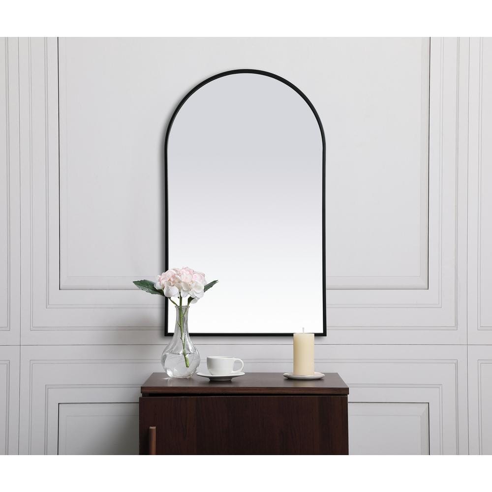 Black Arch Metal Frame Rectangular Wall Mirror