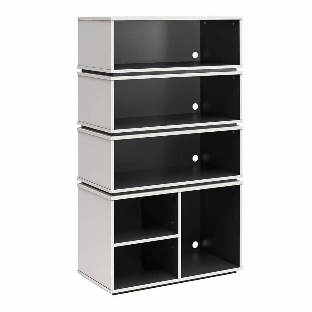 White and Black Adjustable Wood Display Storage Unit