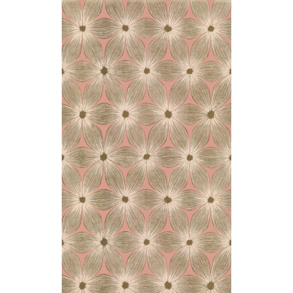 York Wallcoverings Coral and Gold Everlasting Paper Unpasted Matte Wallpaper, 21-in. by 33-ft.