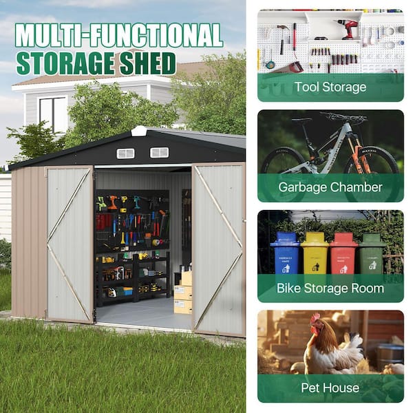 Sizzim 9.5 ft. W x 12 ft. D Outdoor Metal Shed with Door, Air