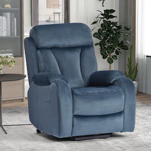 Navy Blue Polyester Recliner Electric Power Lift Recliner with Side Pocket and Remote Control