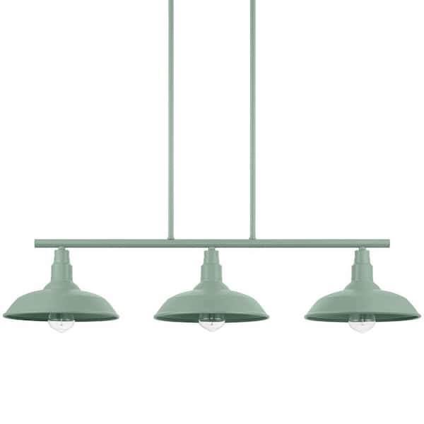 Hampton Bay Kelford 35 in. 3-Light Teal Island Chandelier