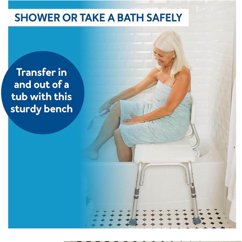White Adjustable Plastic Bathtub Transfer Bench
