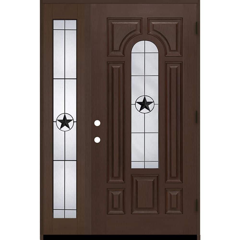 Regency 51 in. x 80 in. CenterLite Alamo Glass LHOS Hkry Mahogany Fiberglass Prehung Front Door w/12in-Full SL 6-9/16 price history on PriceWatchPro
